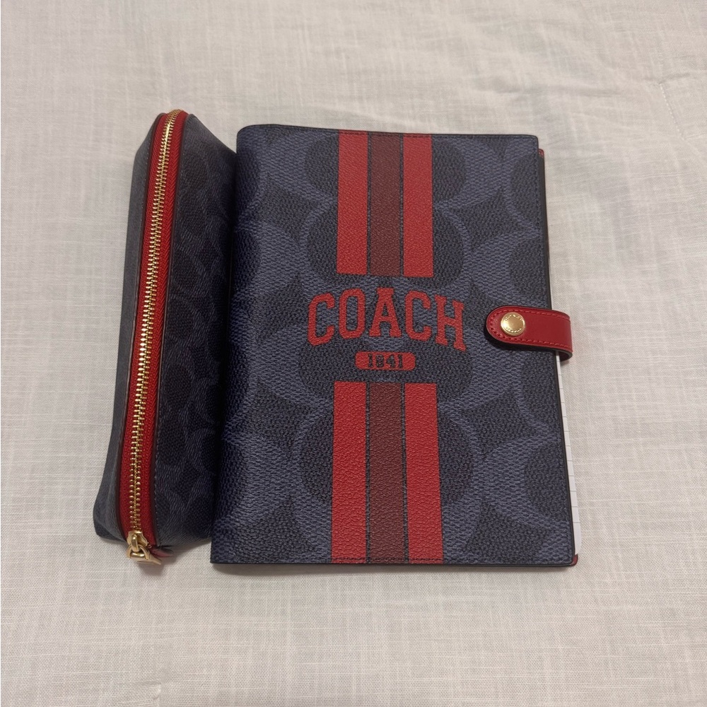 Coach Black and Red Wallet Set